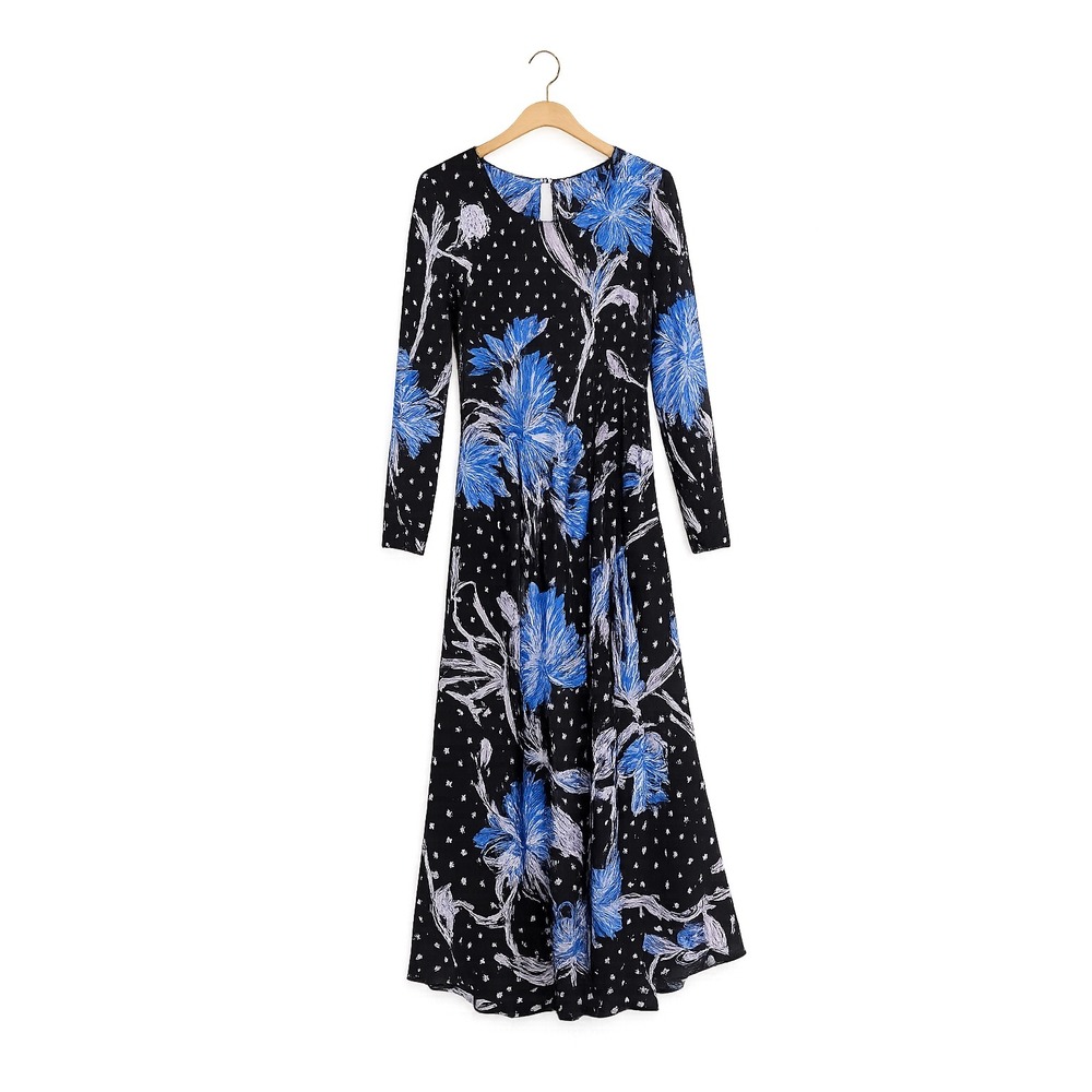 Free People First Kiss Sheer Maxi Dress Size M Dark Floral Boho Romantic